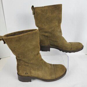 BORN Womens 9.5 Brown Suede Mid-Calf Pull On Boots Neutral Minimalist‎ Casual